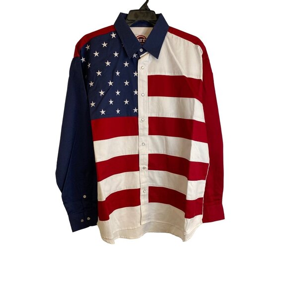 Larro Men's United States Flag Western Shirt Size XXL NWT - Picture 1 of 6